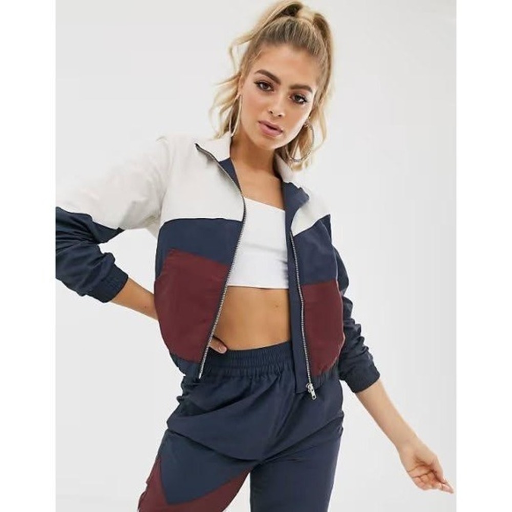 ASOS Windbreaker Women 6 Multicolor NWT Colorblock Retro Zip Up Jacket